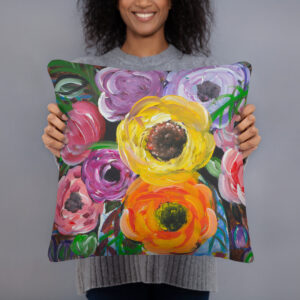 Basic pillow featuring artwork by Annalisa - "Sweet Flowers"