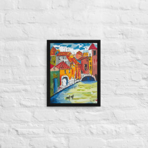 Framed canvas print of original artwork by Annalisa - "Ducks in Venice"