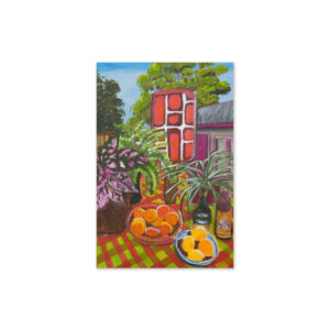 Greeting card featuring artwork by Annalisa - "Backyard Bliss"